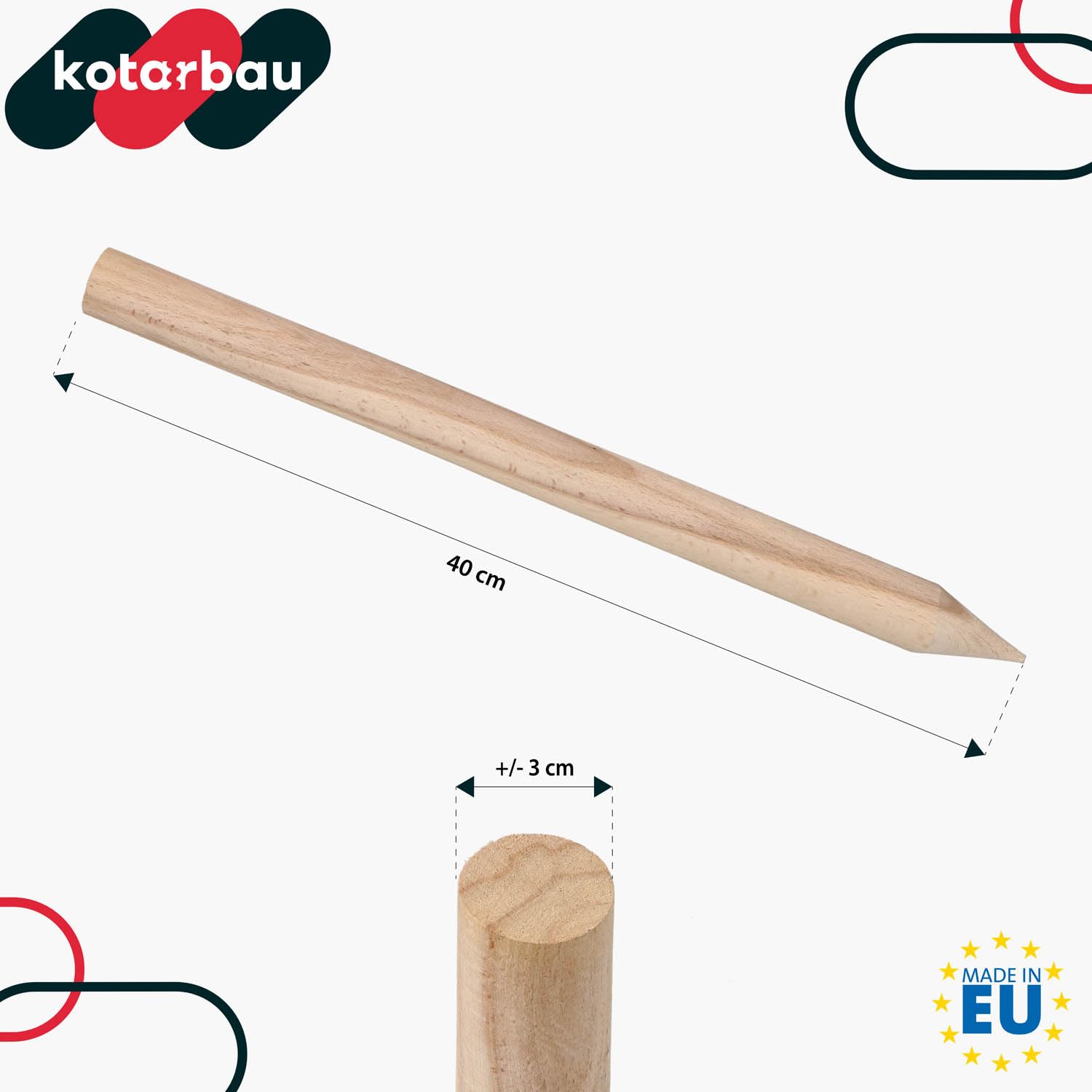 KOTARBAU® 25 szt. Paliki Drewniane Bukowe Geodezyjne - 40 cm - Podpora do Pomidorów Warzyw Drzewek