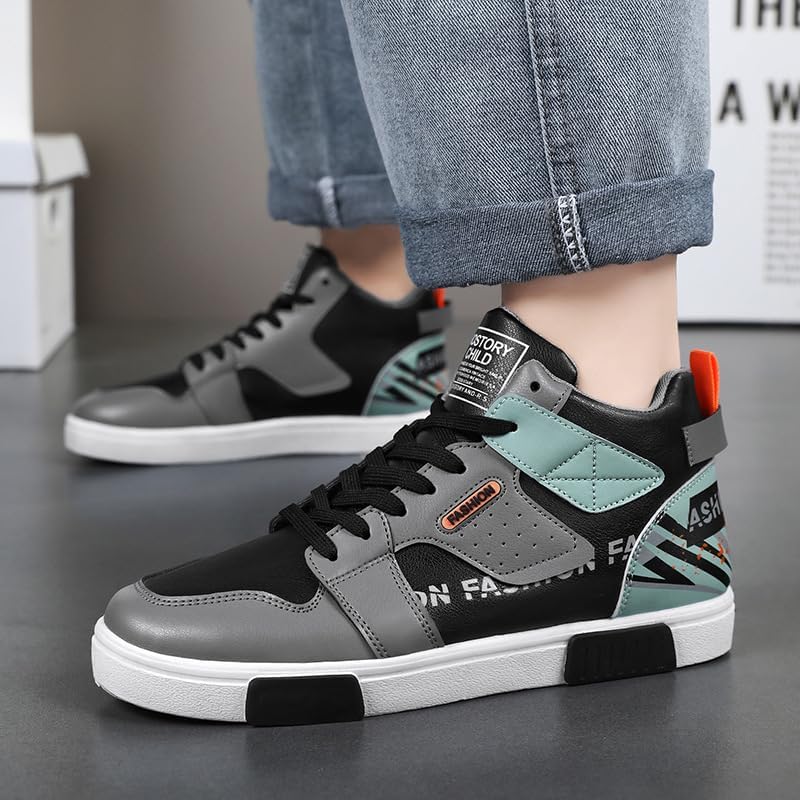 Men's Fashion Sneakers High Top Skate Shoes Stylish Street Sneakers Casual Walking Shoes - Image 5