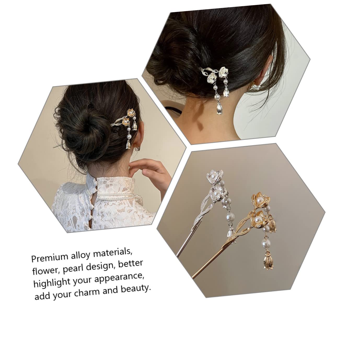 minkissy 10pezzi Forcine Per Stile Cinese Con Fiori e Perle Eleganti Accessori Per Acconciature Sposa e Bun Per Donne e Ragazze
