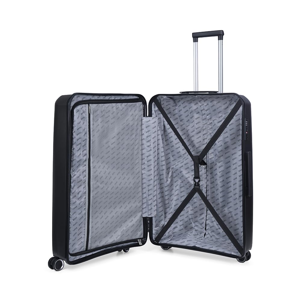 TravelZ Swinger Duża walizka podróżna 105ltr - Twarda walizka z zamkiem TSA i 4 kółkami (Czarny, 78cm)