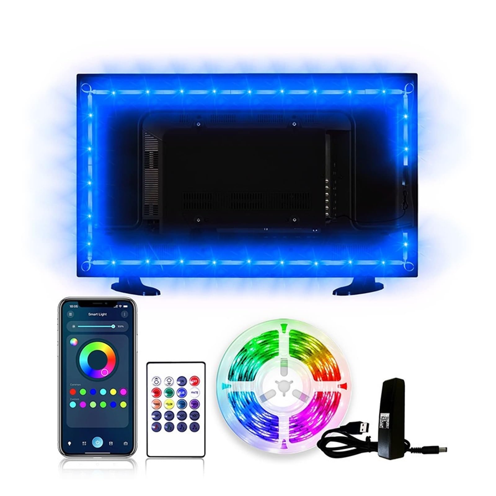 5 m 5050 zestaw taśm świetlnych LED 5 V niskiego napięcia aplikacja Bluetooth pilot TV tło atmosfera taśma świetlna 5050 RGB (18 szt./M)