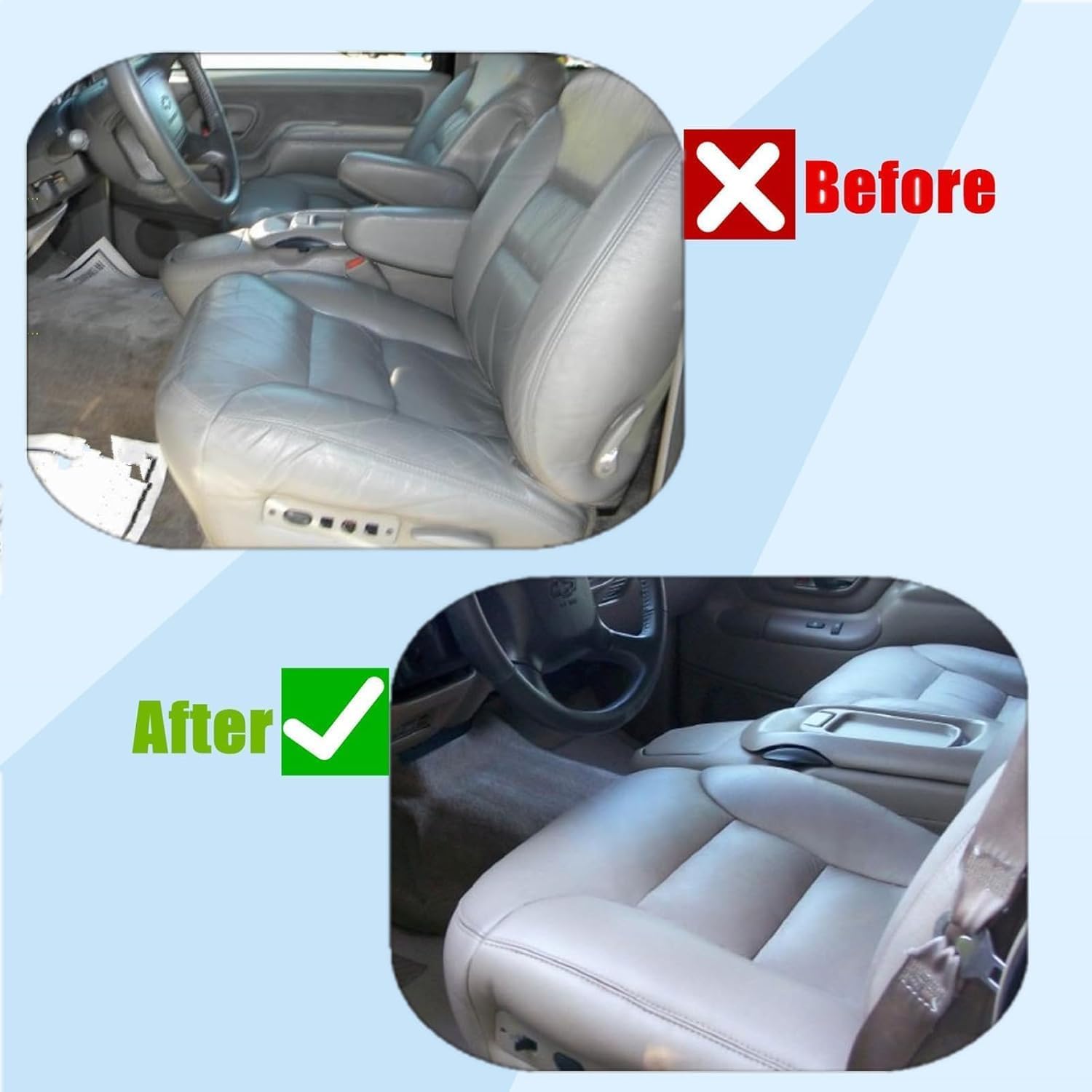 GXARTS Pewter Gray #132 Driver and Passenger Side Bottom Replacement Leather Seat Covers Fit for Chevy Silverado Tahoe Suburban GMC Sierra Yukon 1995 1996 1997 1998 1999