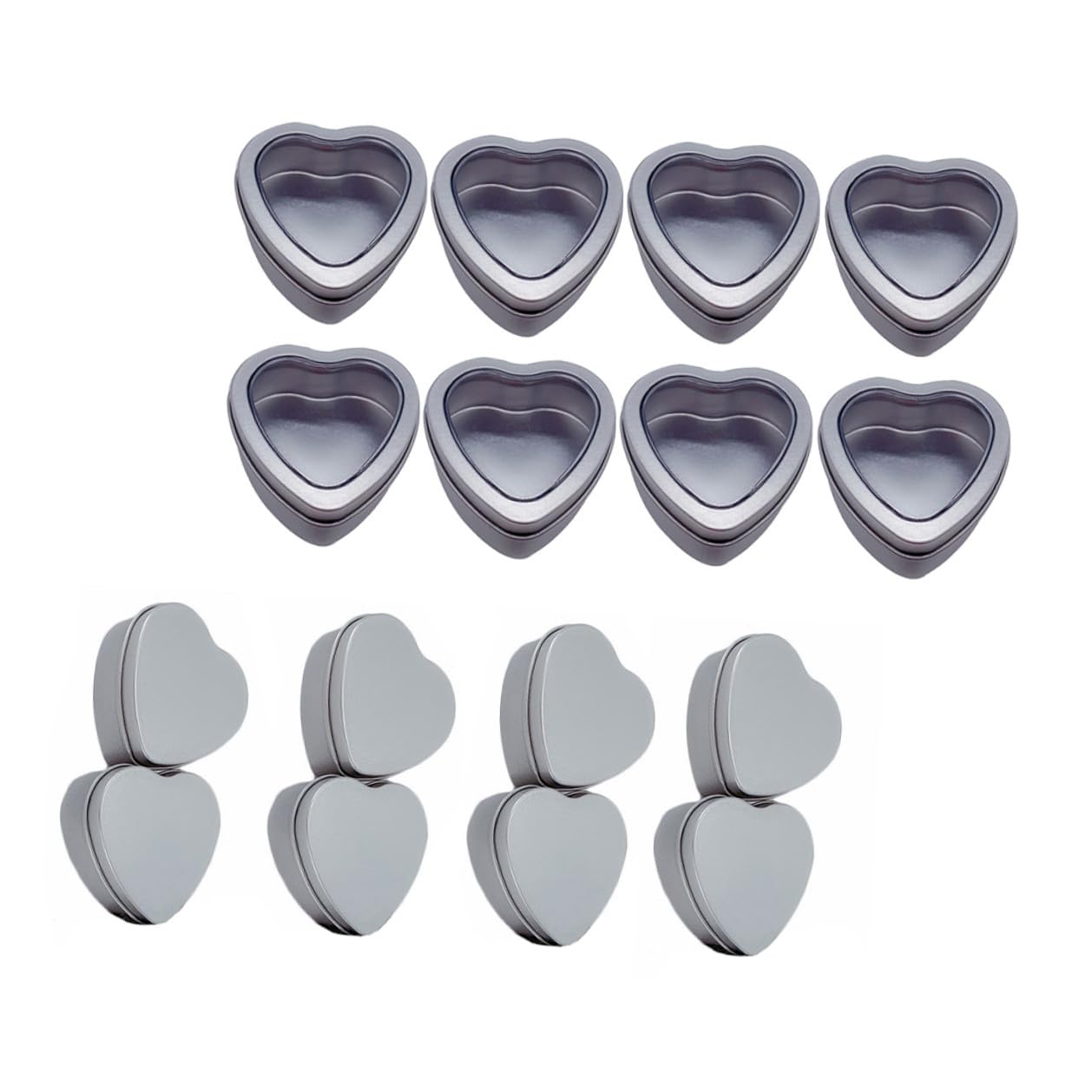 ABOOFAN Scatole Forma Cuore in Latta Argento Finestra Trasparente per Conservare Piccoli Oggetti Confezione da 24 Pezzi per Bomboniere Creative e Feste