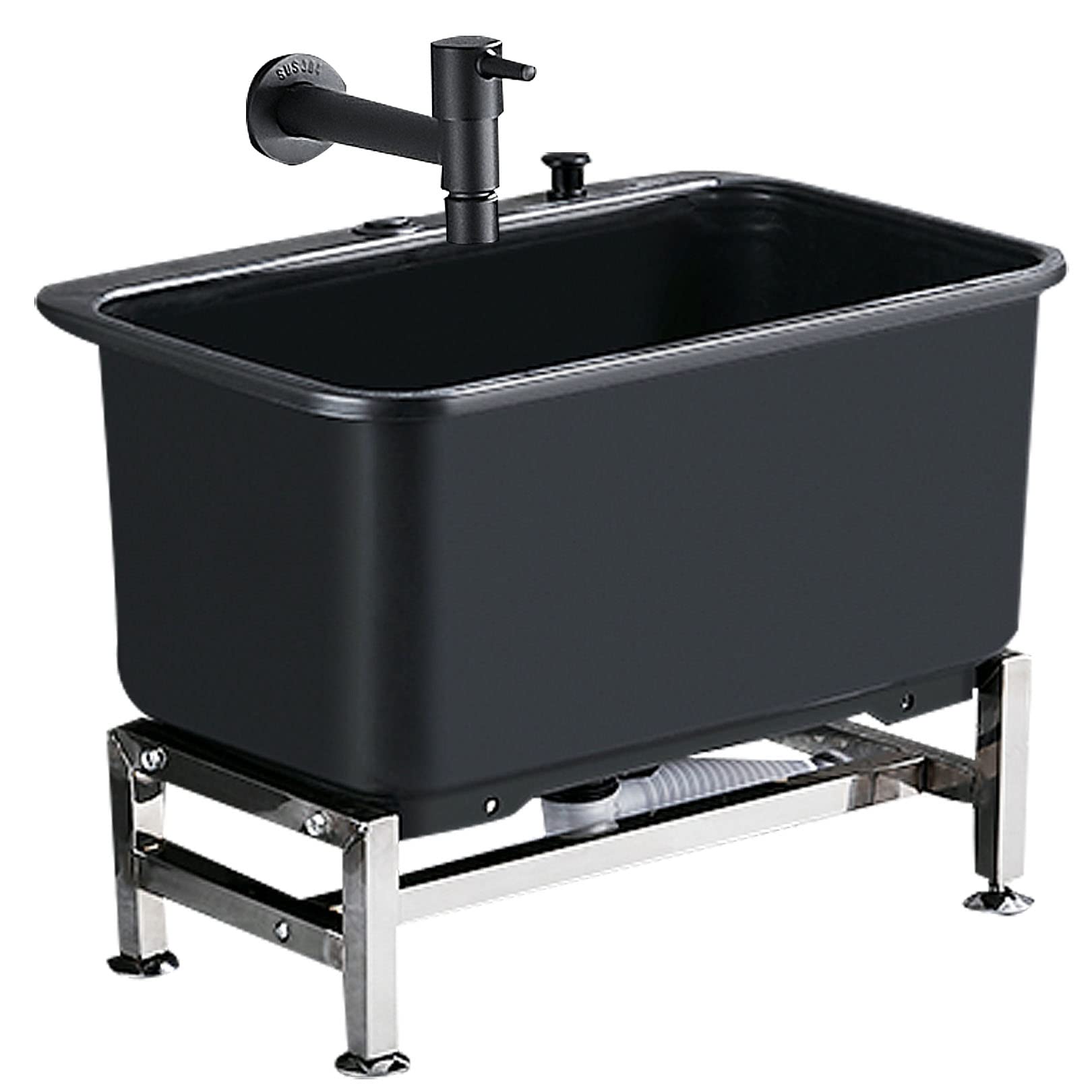 ASerZenith Floor Mount Mop Sink With Faucet And Drain Pipe, Multipurpose Utility Sink Laundry Tub For Courtyards, Bathroom, Outdoor,#2