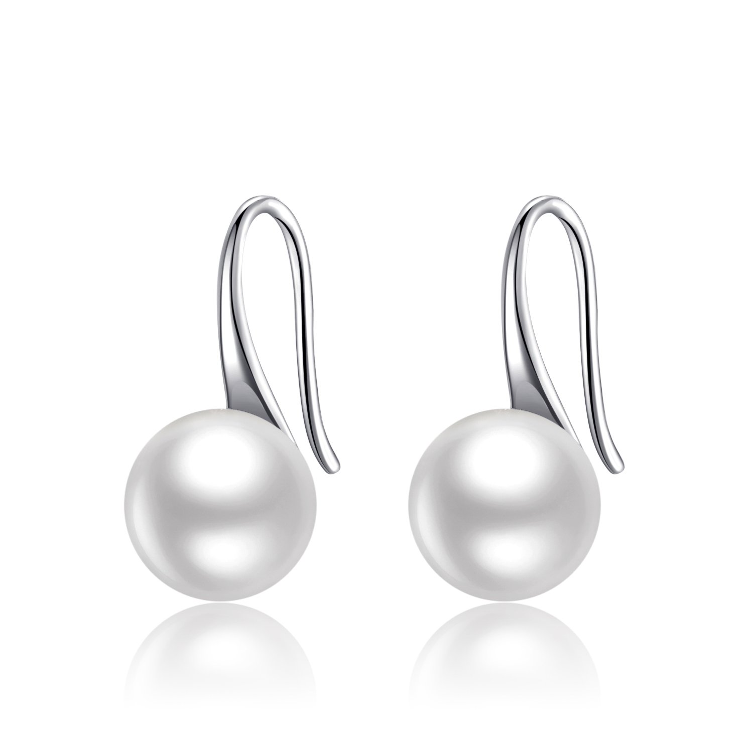 AMIGUOPearl Earrings For Women, 925 Sterling Silver AAA Freshwater Cultured Pearl Drop Dangle Hook Earring Jewellery