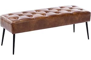 DUHOME Button-Tufted Leather Decor Ottoman Bench