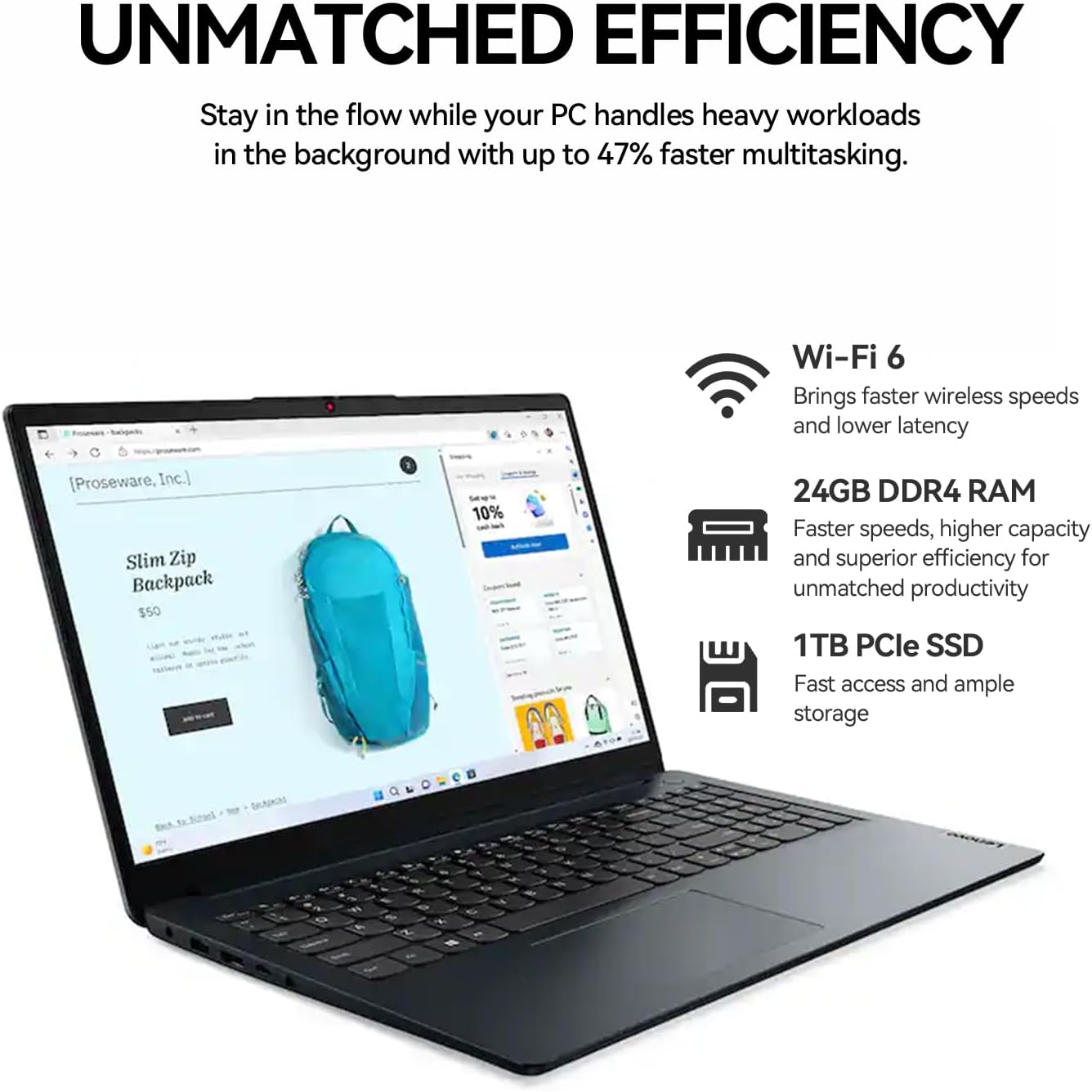 Lenovo 2026 Ideapad 1i 15 Inch Touchscreen Laptop Computer, 15.6" FHD IPS Touch Screen Laptop, Intel Core i5-1335U (10-Cores, >i7-1255U), Windows 11 Pro 24GB RAM 1TB SSD, 10-Key Number Pad, wYGYTE - Image 5