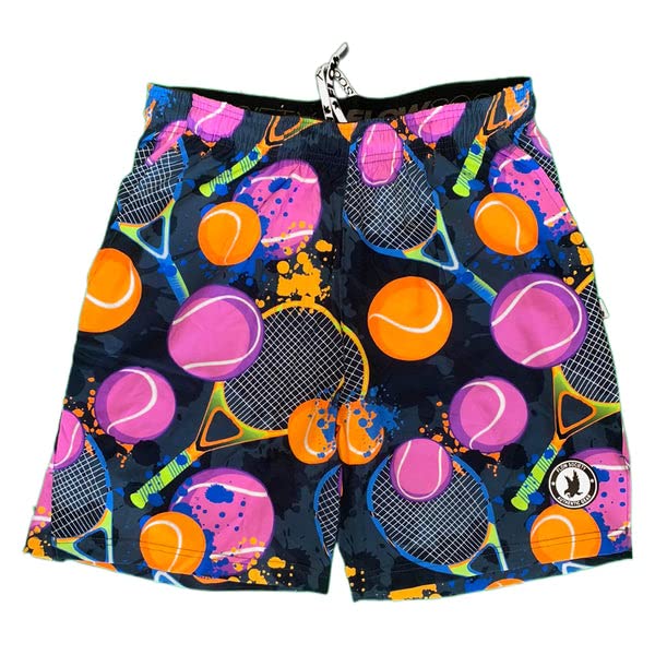 Flow Society Boys Tennis Flow Print Short Charcoal/Neon
