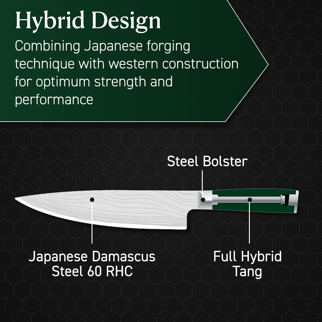 HexClad 8" Japanese Damascus Stainless Steel Chef Knife, Full Tang Handle — Amazon image 4