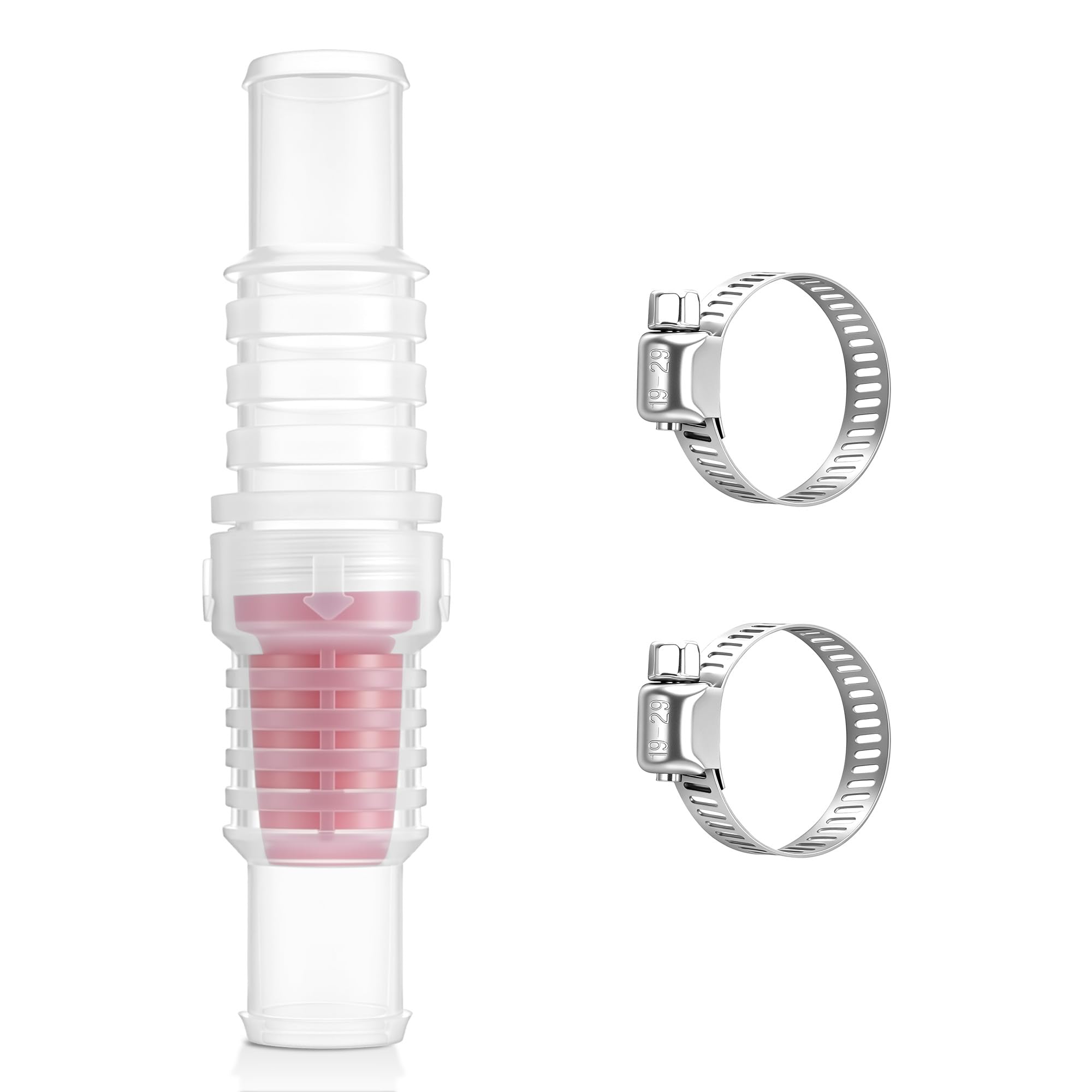 Photo 1 of 1 Pack Inline Check Valve with Hose Clamps for 3/4 and 1 In Water Lines