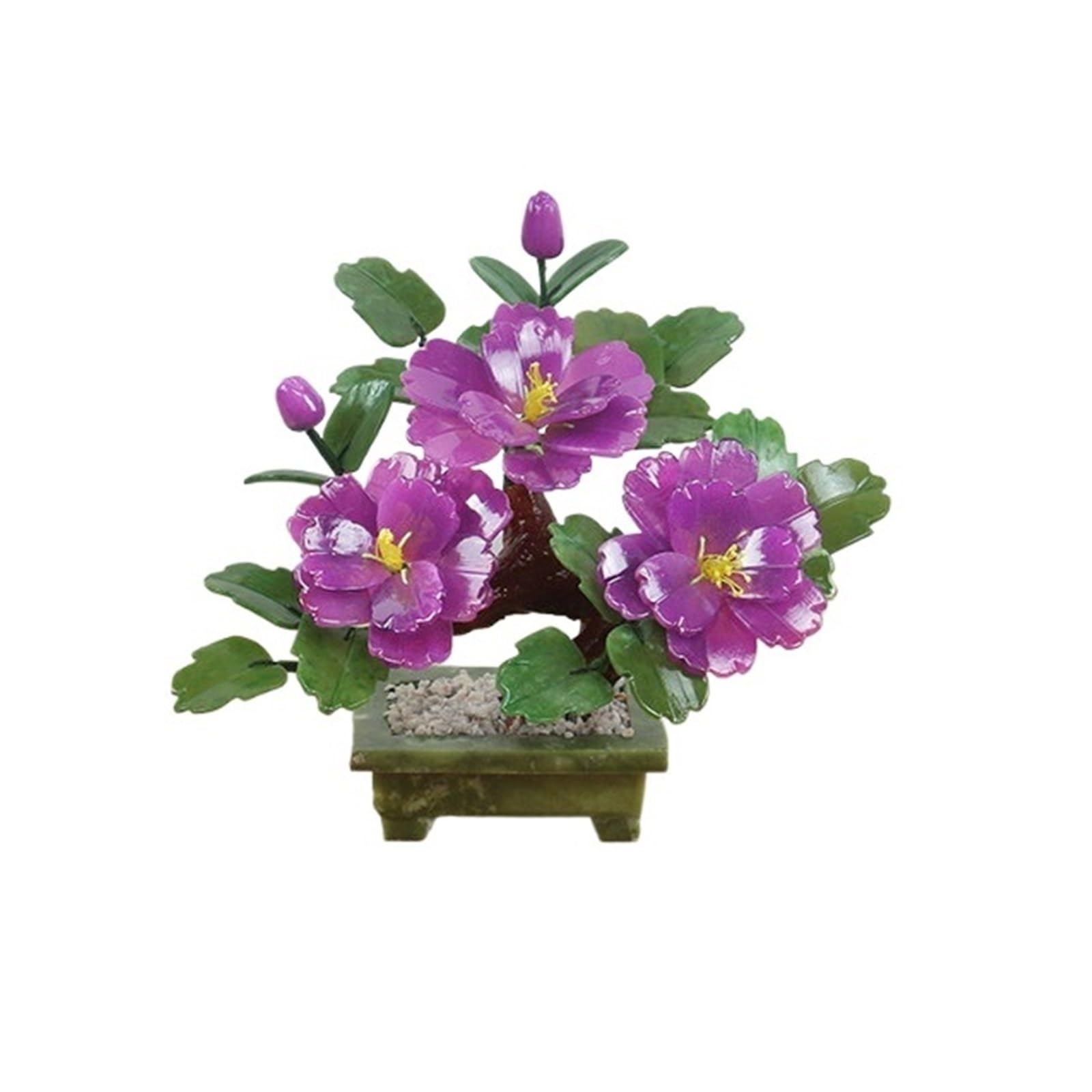 DFGHNBVC Artificial Plants Jade Bonsai, Retro Peony Chinese Handicraft Artificial Flower Potted Plant Simulation Tree,Multi-Colored.Purple