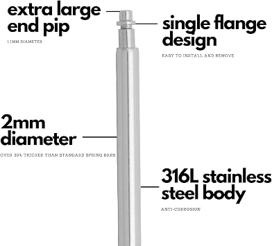2.0mm 'Skinny Fat' Spring Bar Watch Pins | 18mm 20mm 22mm 24mm