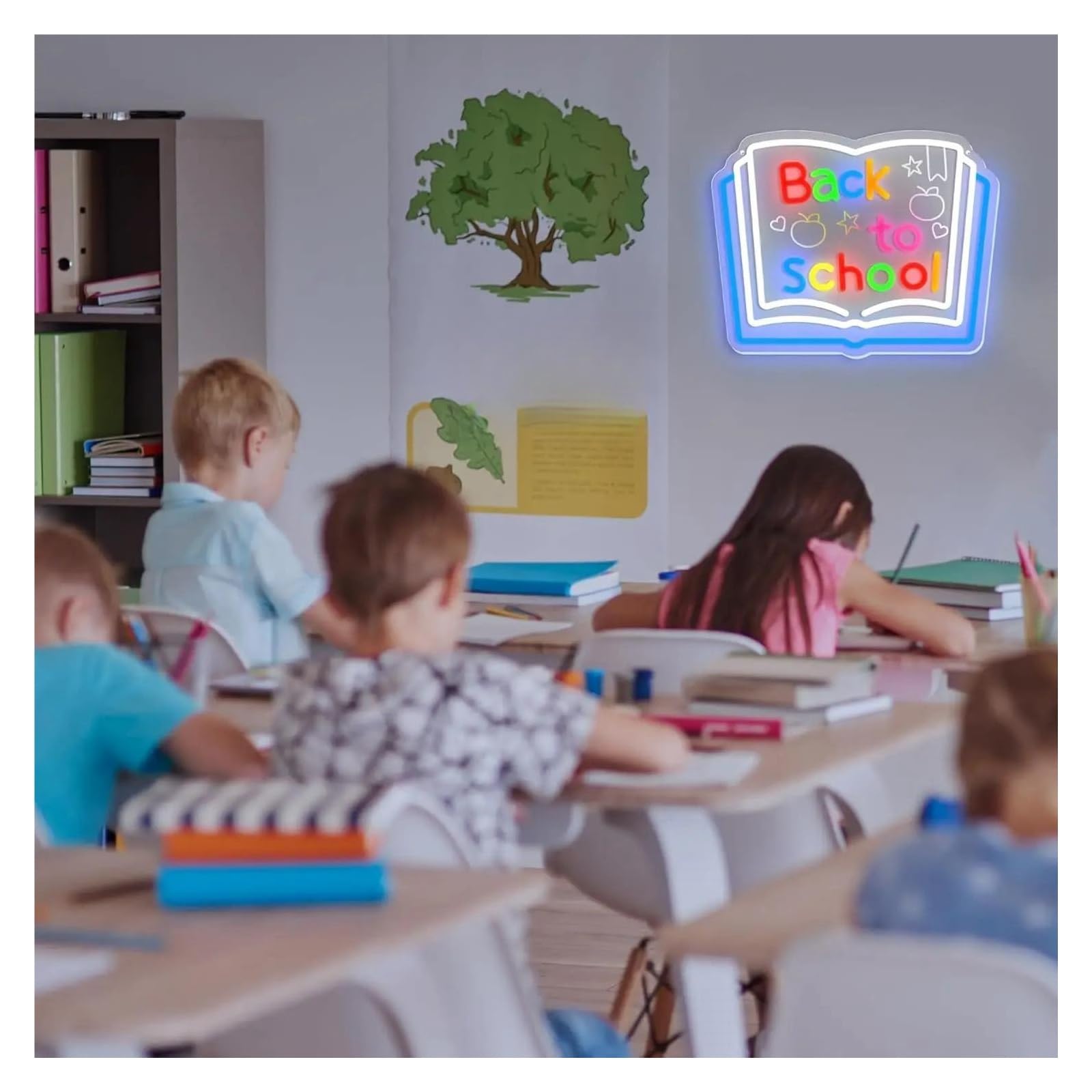 XENITE Luces Art Decoration Christmas Letrero De Neón Con Luz LED Regulable Por USB Para Regreso A Clases, Decoración De Pared Para Aulas, Guarderías, Bibliotecas 37x31.5cm