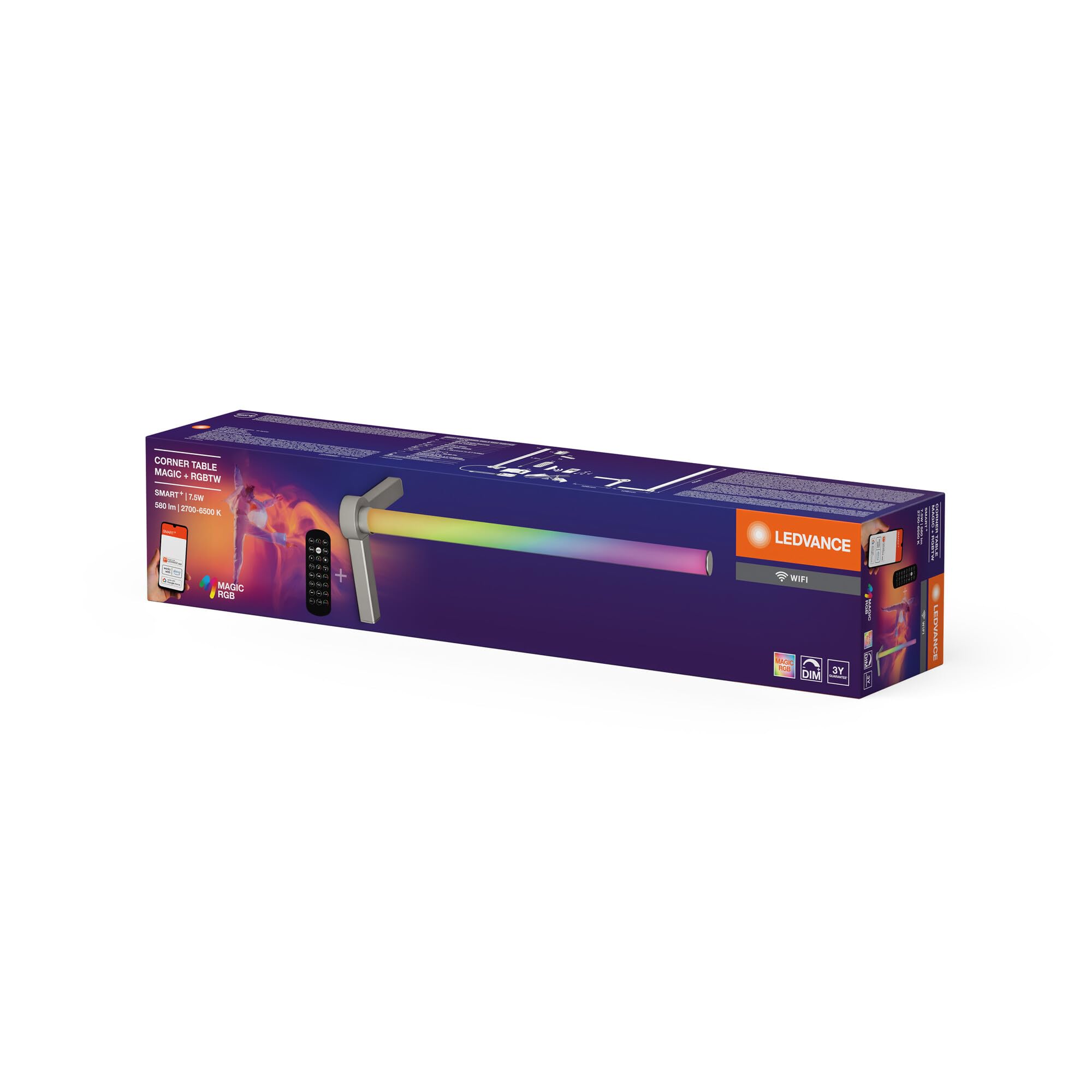 LEDVANCE SMART lámpara de sobremesa inteligente y moderna para iluminación indirecta con tecnología WiFi; Magic RGB; regulable; plata; aluminio; bombilla no sustituible