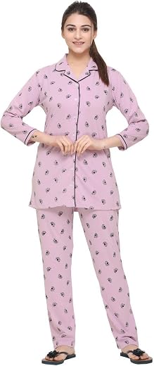 Plush Women Summer Wear Printed Cotton Night Suit Set (NS-102)