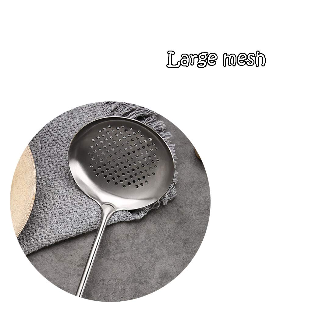 Colador, colador, colador de alimentos de malla de acero inoxidable, cuchara espumadora, cuchara ranurada multiusos con agarre, utensilio de cocina, colador de espumadera de metal, cucharón para coc