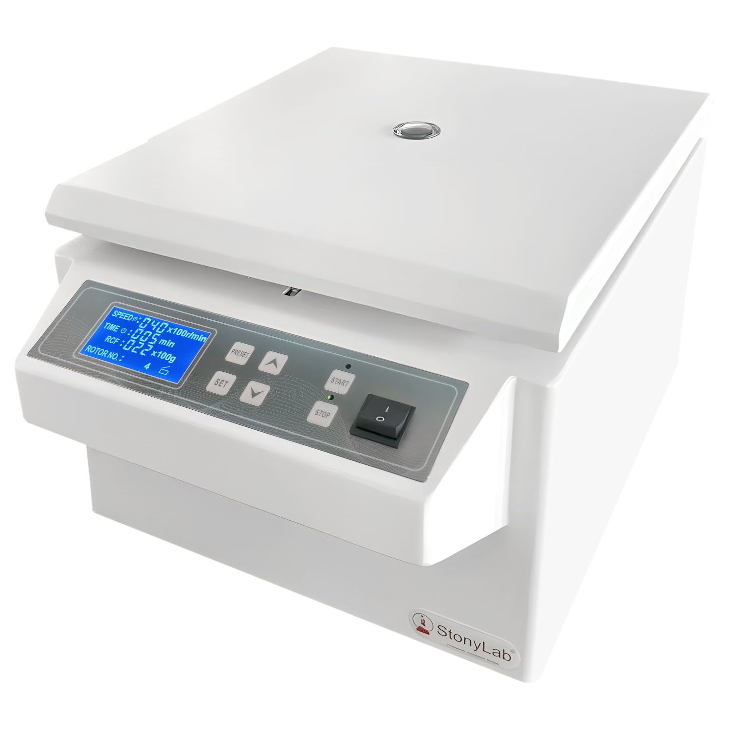 stonylab Centrífuga de Baja Velocidad, 220V/60Hz, Centrífuga Digital de Sobremesa con Velocidad Máxima de 4000 RPM, Fuerza Centrífuga Máxima de 2400xg, Rotor de Ángulo de 15 ml x 12