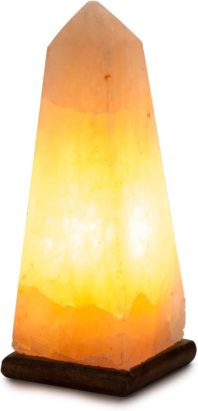 HemingWeigh Natural Air Purifying Himalayan Rock Salt Obelisk Lamp with Wood Base