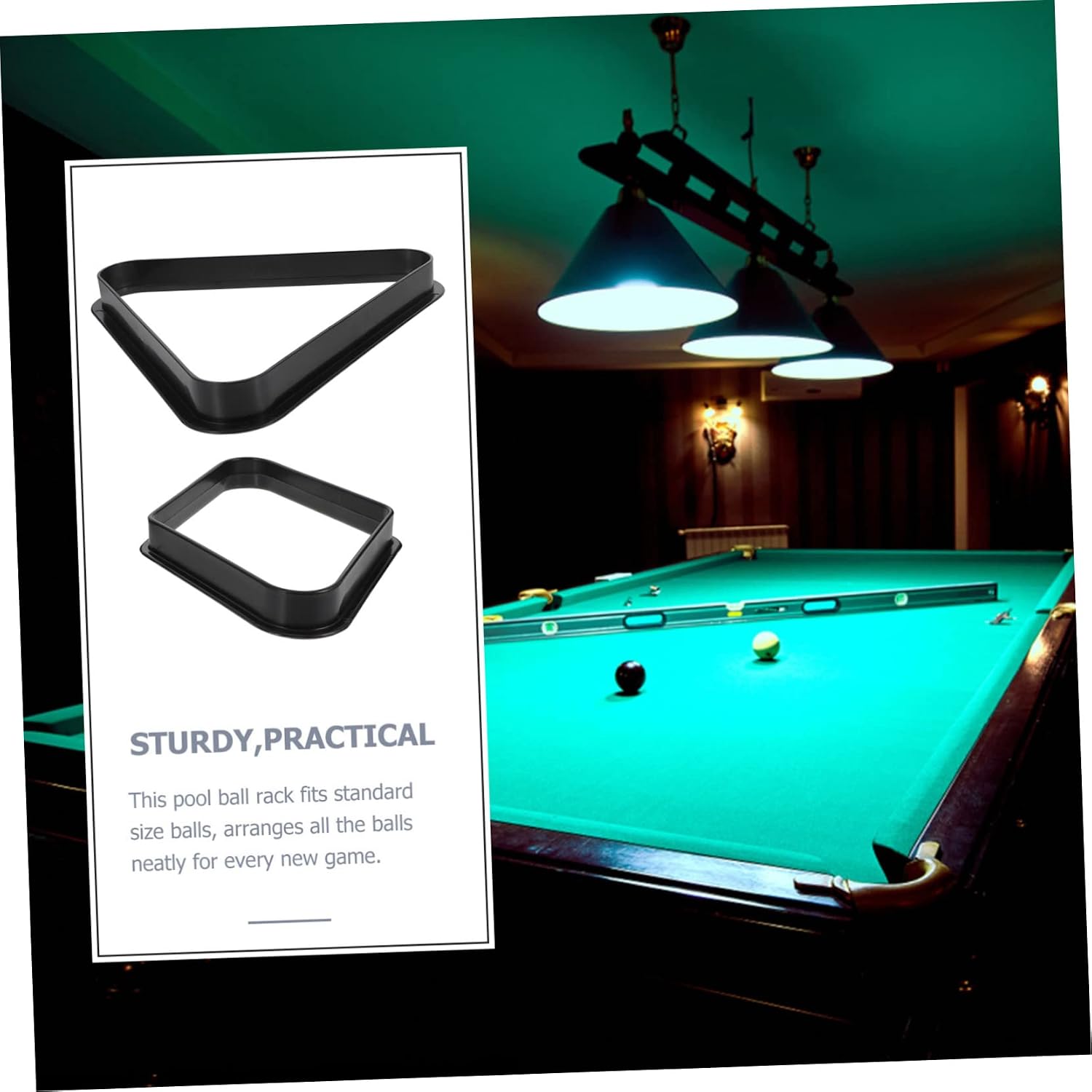 Totority 1set Billiard Ball Triangle Rack Durable Plastic Pool Table Ball Holder for 2pcs