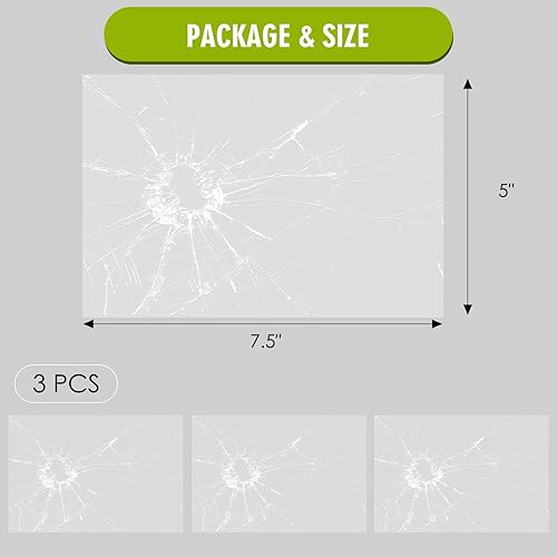 Miniatura 6 de Calcomanía de cristal roto de 7.5 pulgadas, paquete de 3 calcomanías impermeables reutilizables para bromas de pantalla rota, calcomanías para