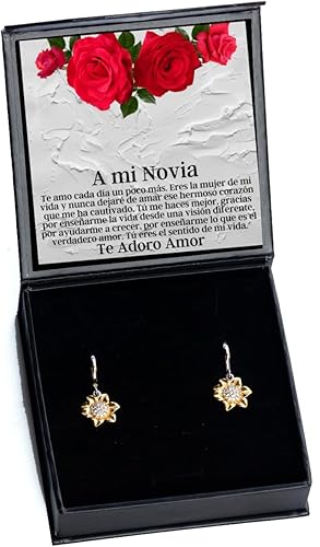 Regalo de San Valentine - Te amo por tu forma de ser no por como tu dices ser, joyeria para enamoradas o mujeres - Aretes de Girasol