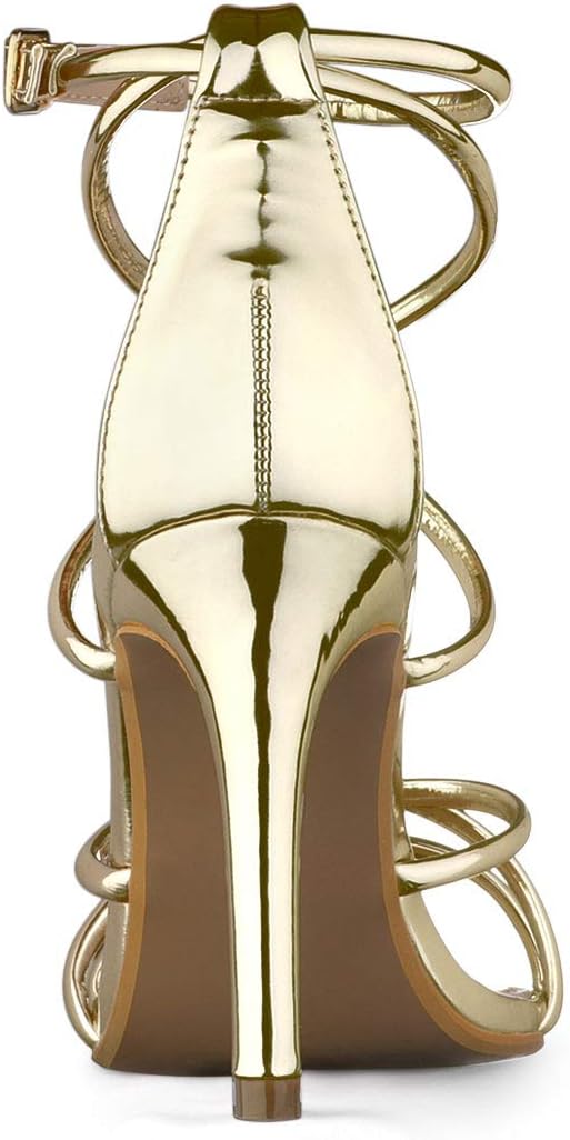 Allegra K Women's Open Toe Strappy Straps Stiletto Heel Gold Sandals 8.5 M US - Image 4