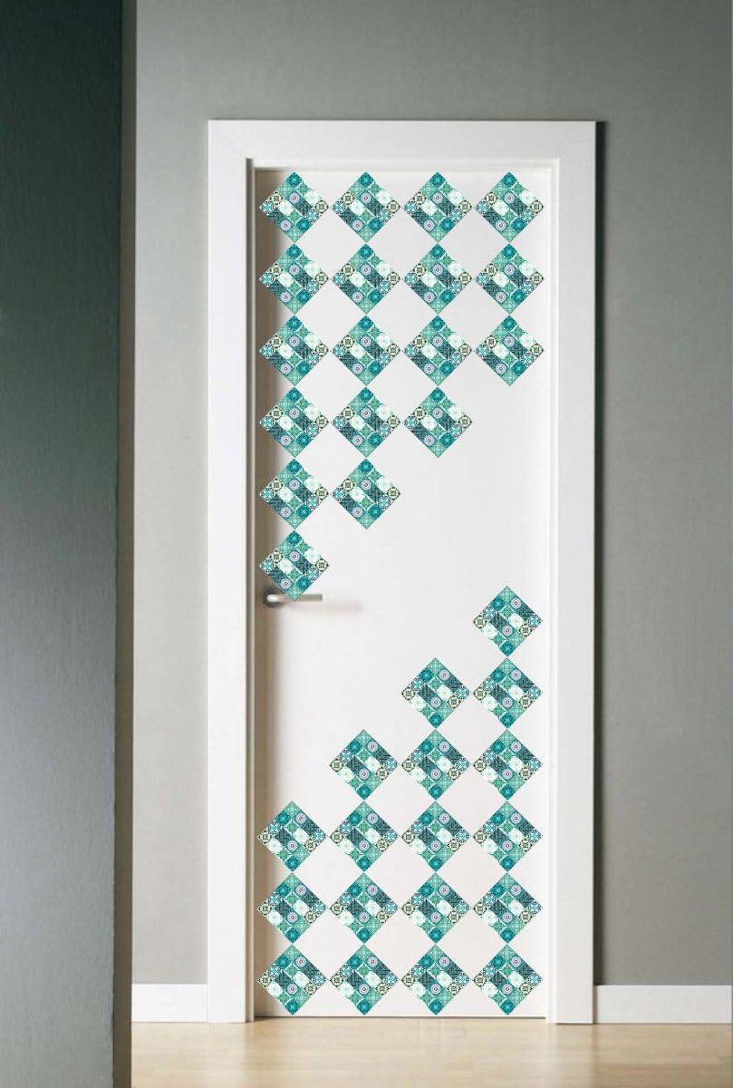 Vcreate Decor Door Design Blocks Design Wall Sticker & Decal,Size- 58 Cm X 58 Cm