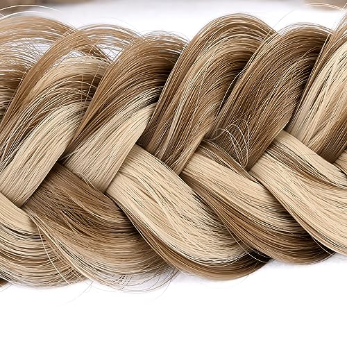 Gledola Messy Synthetic Hair Braided Headband Classic Chunky Wide Plaited Headband for Women Girl Beauty (Highlighted Brown) - Image 2
