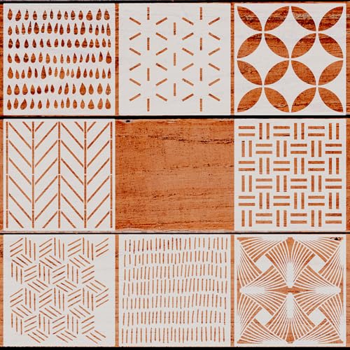 ZSUIQIN 8 Pezzi Stencil Riutilizzabili, Stencil Geometrici...