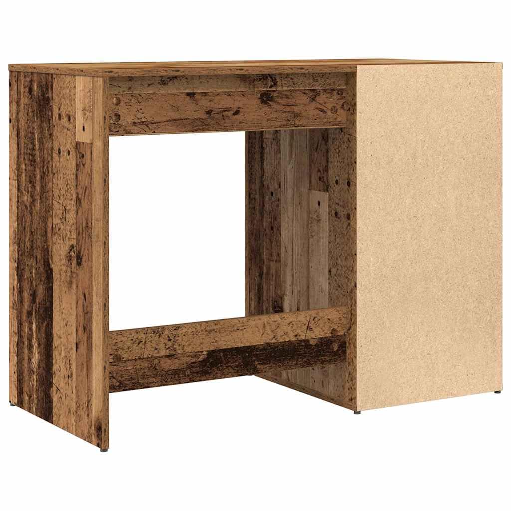 Escritorio de madera recuperada 100 x 49 x 75 cm con cajón, espacio de almacenamiento, estante para oficina, oficina en casa, ordenador y PC, ahorra espacio, ergonómico, para trabajo y