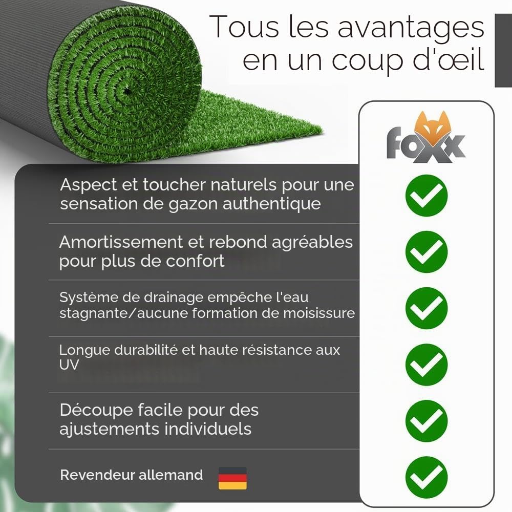Gazon artificiel 100 x 400 cm – Tapis d'extérieur résistant aux intempéries en vert pour balcon, terrasse et jardin | Tapis robuste comme alternative à la pelouse