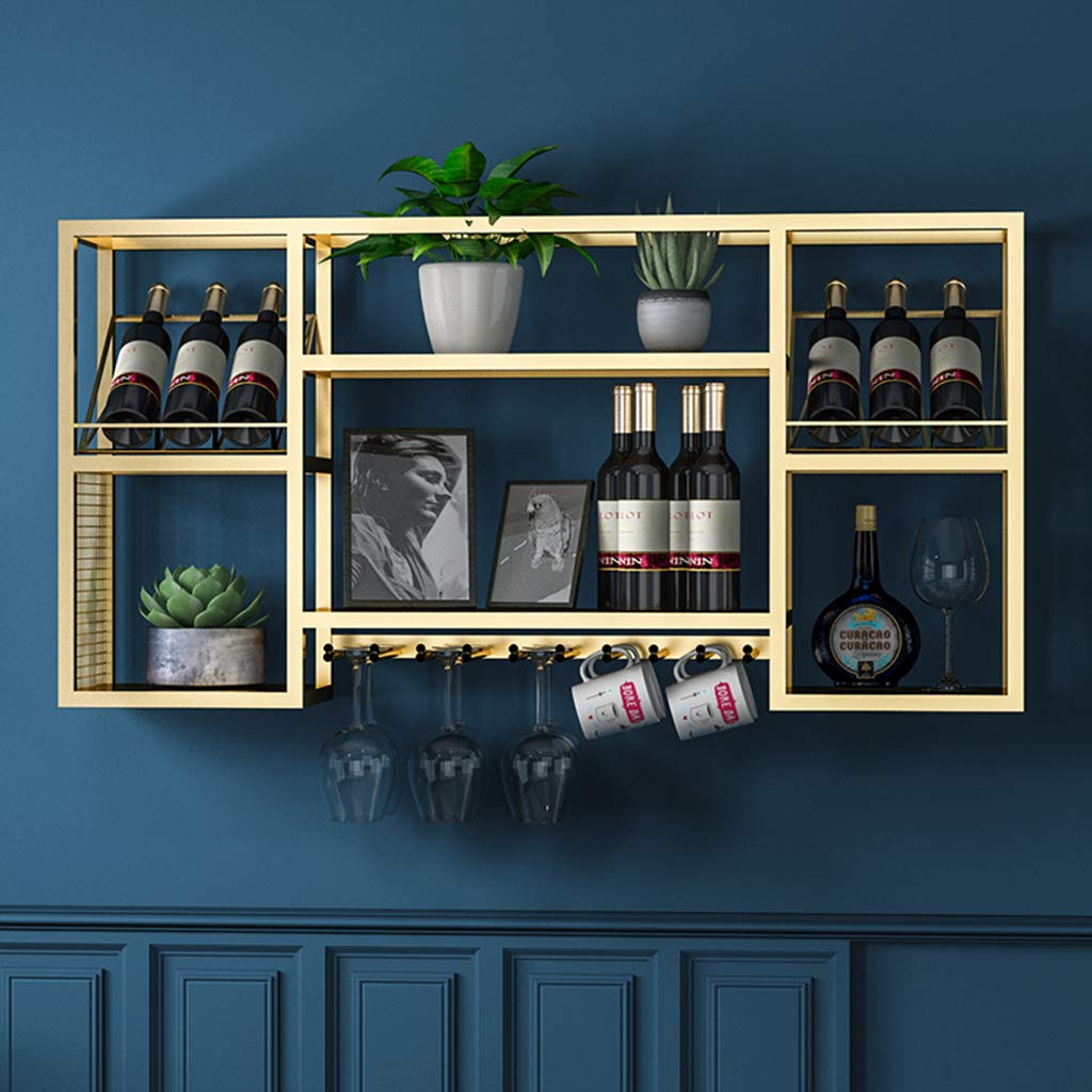 Estantes de Vino, Estante de Vino Colgante de Metal Industrial Montado en la Pared de 120 Cm, Estantes Flotantes, Estante de Exhibición de Decoración de Cocina para El Hogar, Neg
