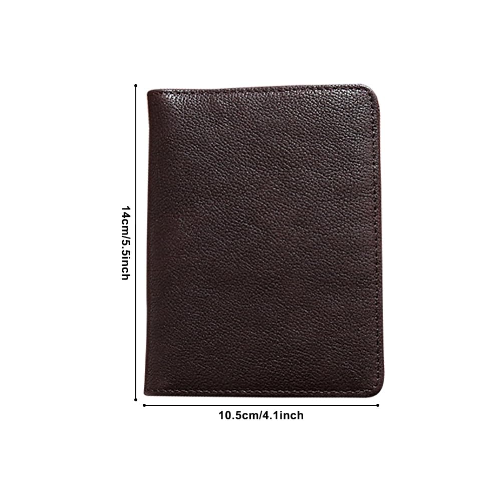 MiOYOOW Cartera de Pasaporte de Cuero, Portatarjetas de crédito de viaje Delgado y portátil, Cubierta ligera para organizador de documentos con bolsillo con cremallera para hombres, Marrón [Tuscan