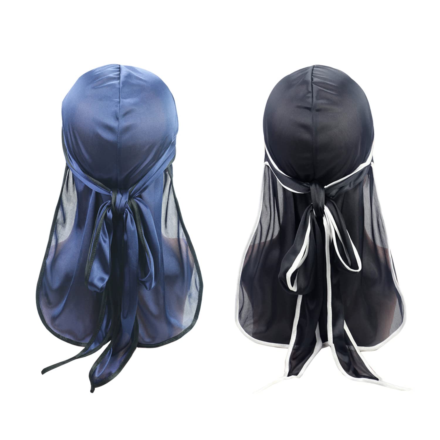 ORiTiSilky Durags Set, Silk Durag for Men Women, Durags Pack with Long Tail and Wide Straps for 360 Waves