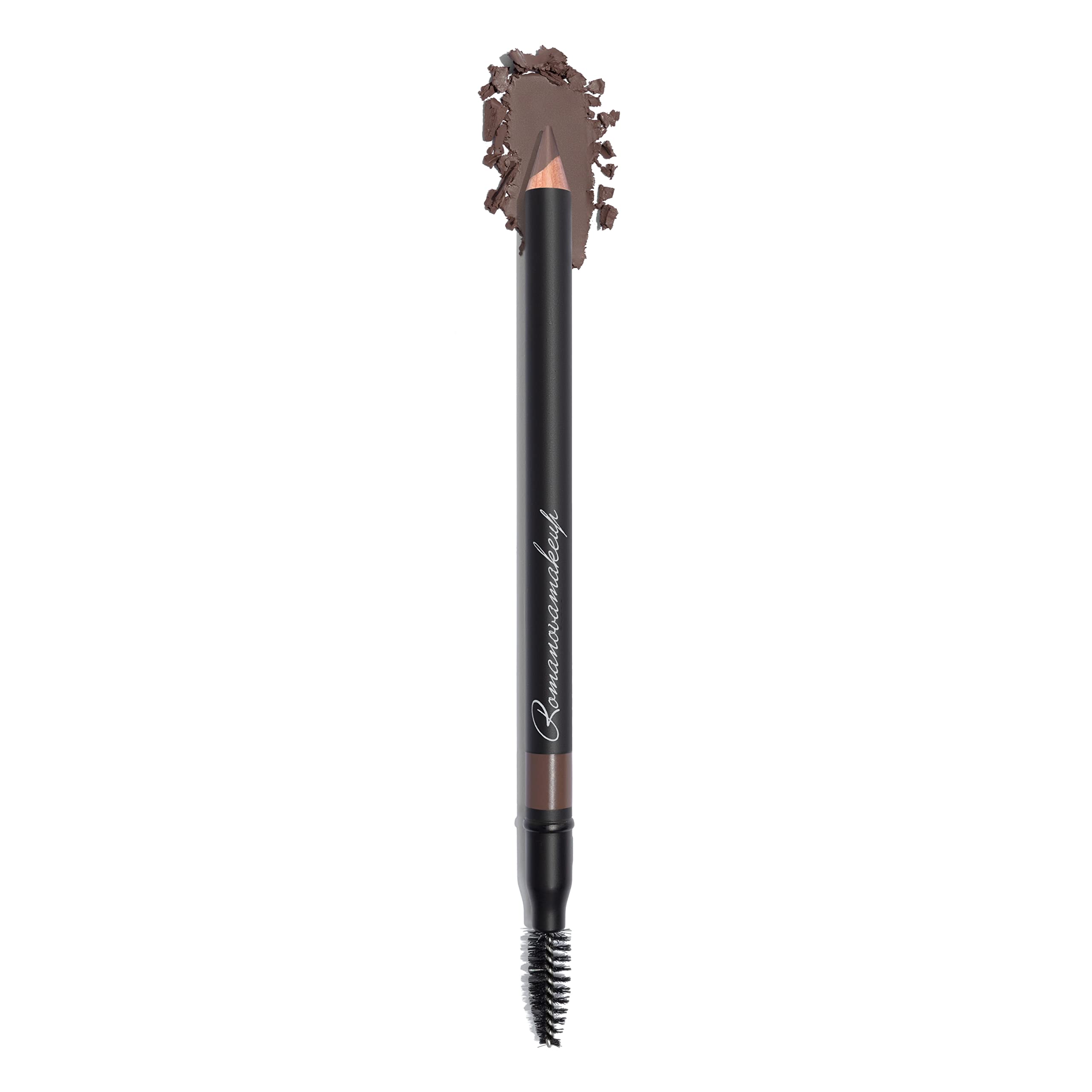 Sexy Eyebrow Pencil TAUPE. Natural Smudge Free, Long lasting, Ultra Fine, Brow Defining, Dual End Pencil by Romanovamakeup with Built-in Brush. Grayish-Brown Shade Pen for Blonde and Brunette Hair.