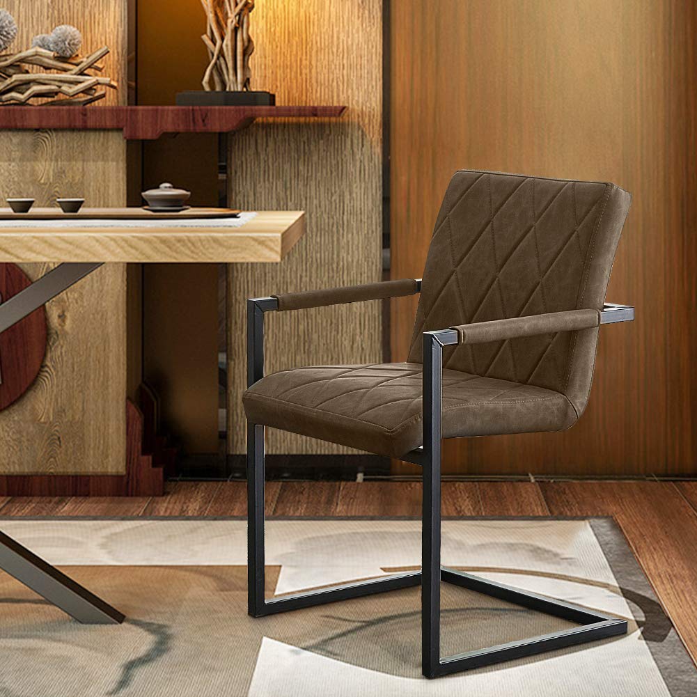 CLIPOP Lot de 2 chaises de Salle à Manger en Simili Cuir Fauteuil de réunion pour Salle à Manger Salon mobilier de Bureau Marron