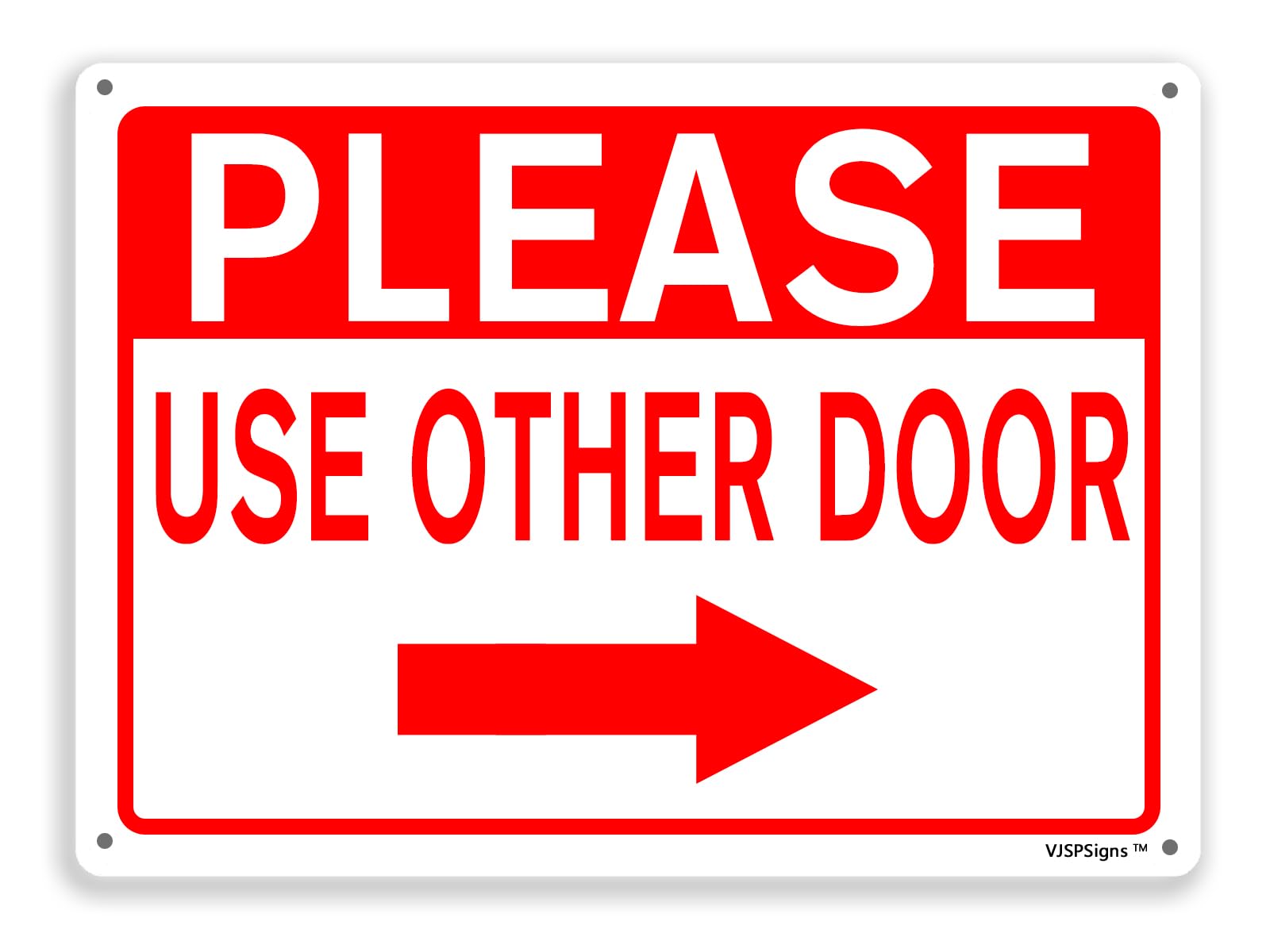 peiyeety Use Other Door Sign,Outdoor Door Sign,Outdoor Sign For Home Office, Please Use Other Door 8"X12" Right Arrow Metal Aluminum Sign
