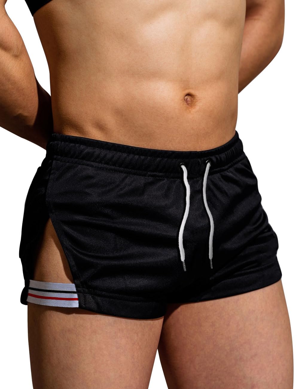 Mens Athletic Workout Shorts with 3 Inseam Large Split and no Lining