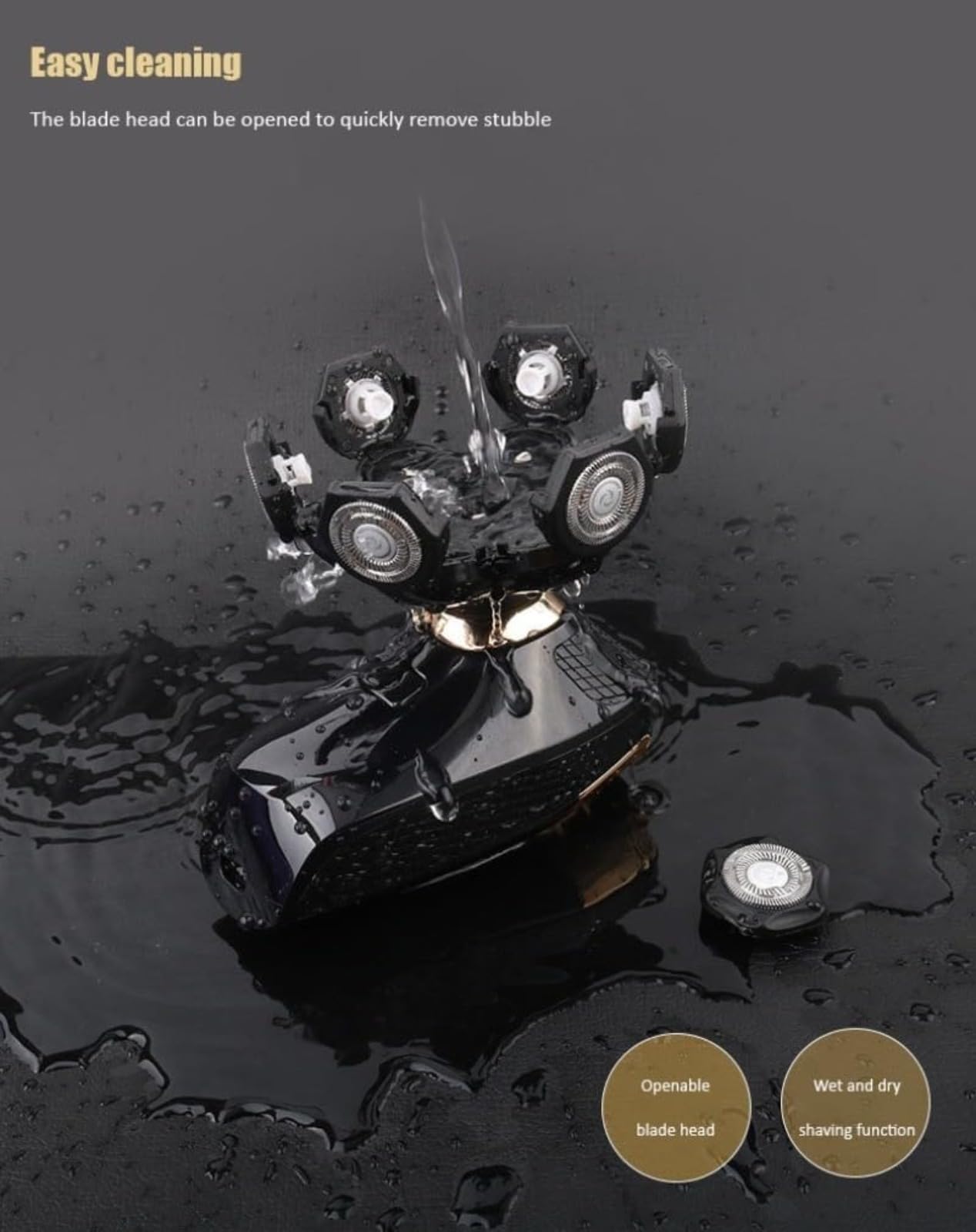 Rasoio elettrico – 7 testine galleggianti Wet Dry USB ricaricabile facile da pulire per uomo