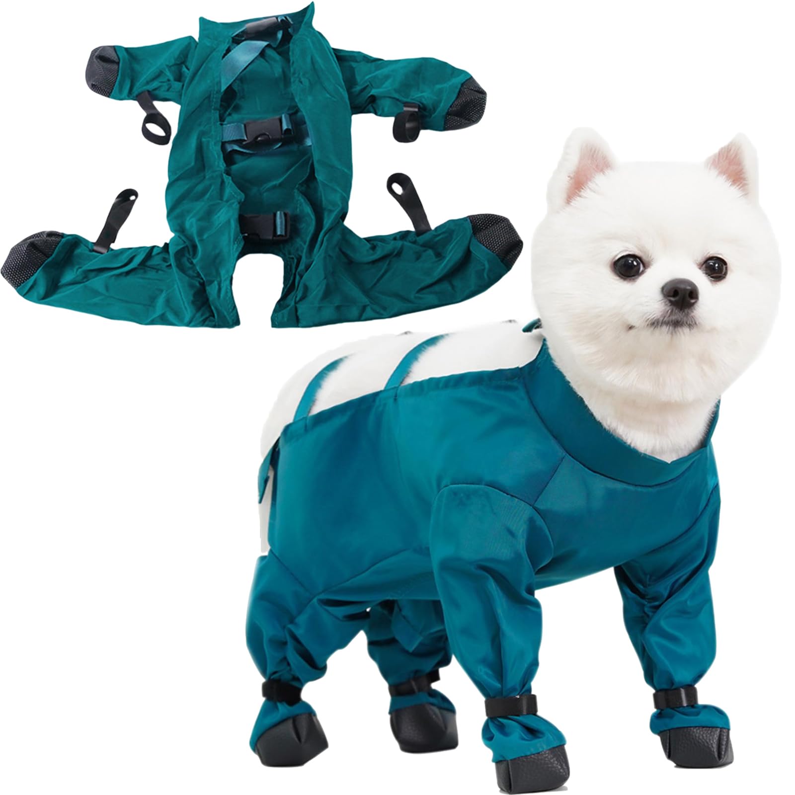 Dog Snowsuit with Attached Boots, Waterproof Anti-Slip Dog
