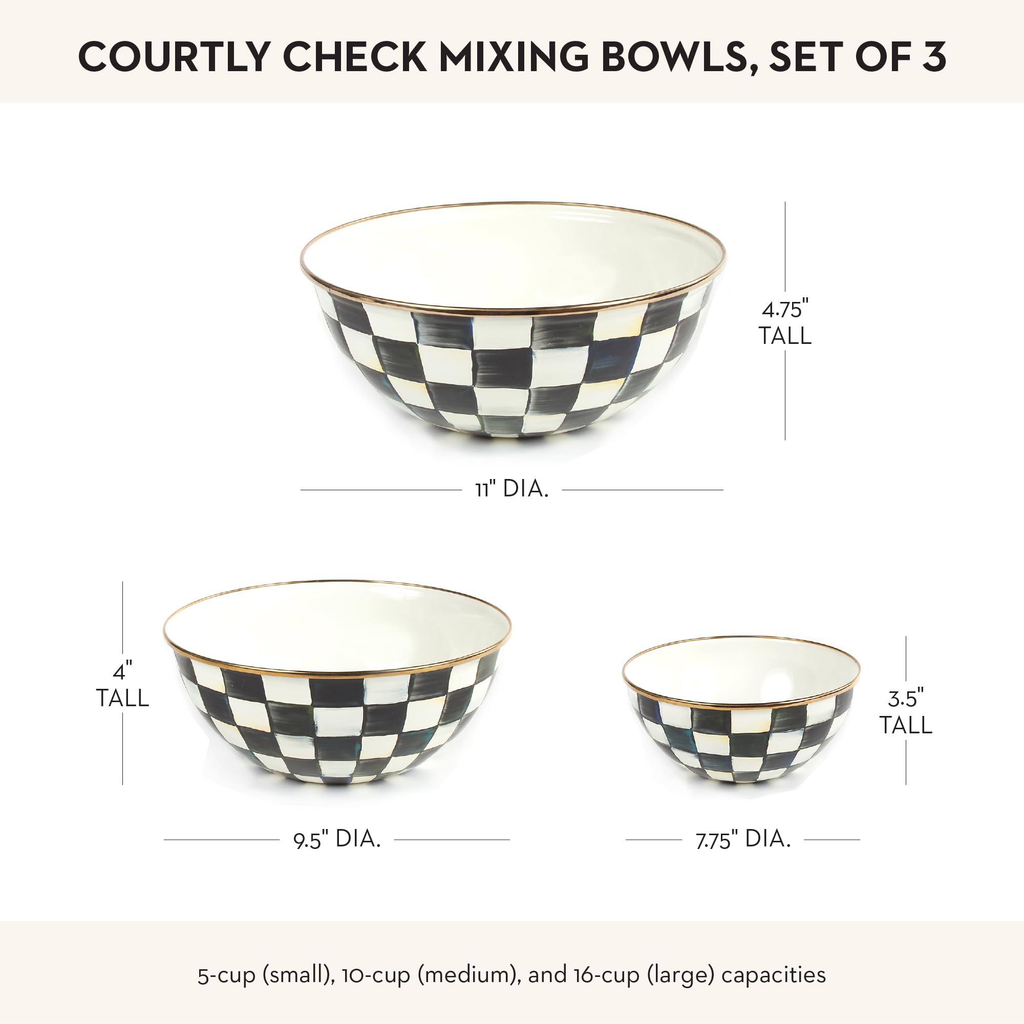 Amazon.com: MACKENZIE-CHILDS Enamel Mixing Bowl Set, Small 5