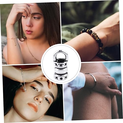 Miniatura 4 de EXCEART 200 unidades de collar y pulsera de cuero con hebilla de cordón de metal, tapas de extremo de cordón de metal, cuentas de tubo de fianza con