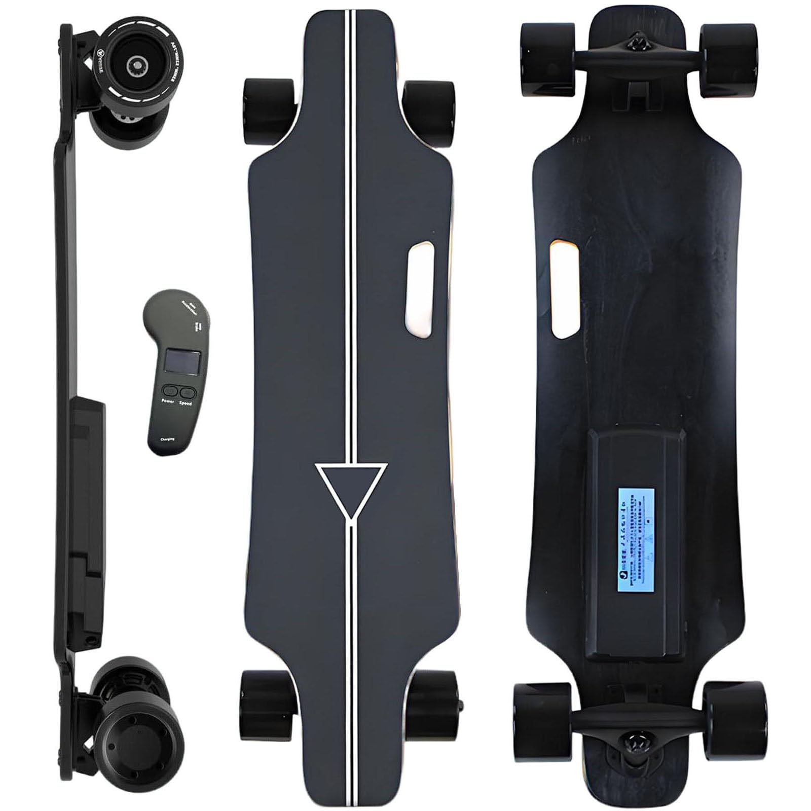 Monopatín eléctrico con control remoto, motor de cubo de 350 W, velocidad de 25 km/h, alcance de 15 km, longboard ligero, frenado suave, cubierta de arce de 7 capas para viajeros urbanos y