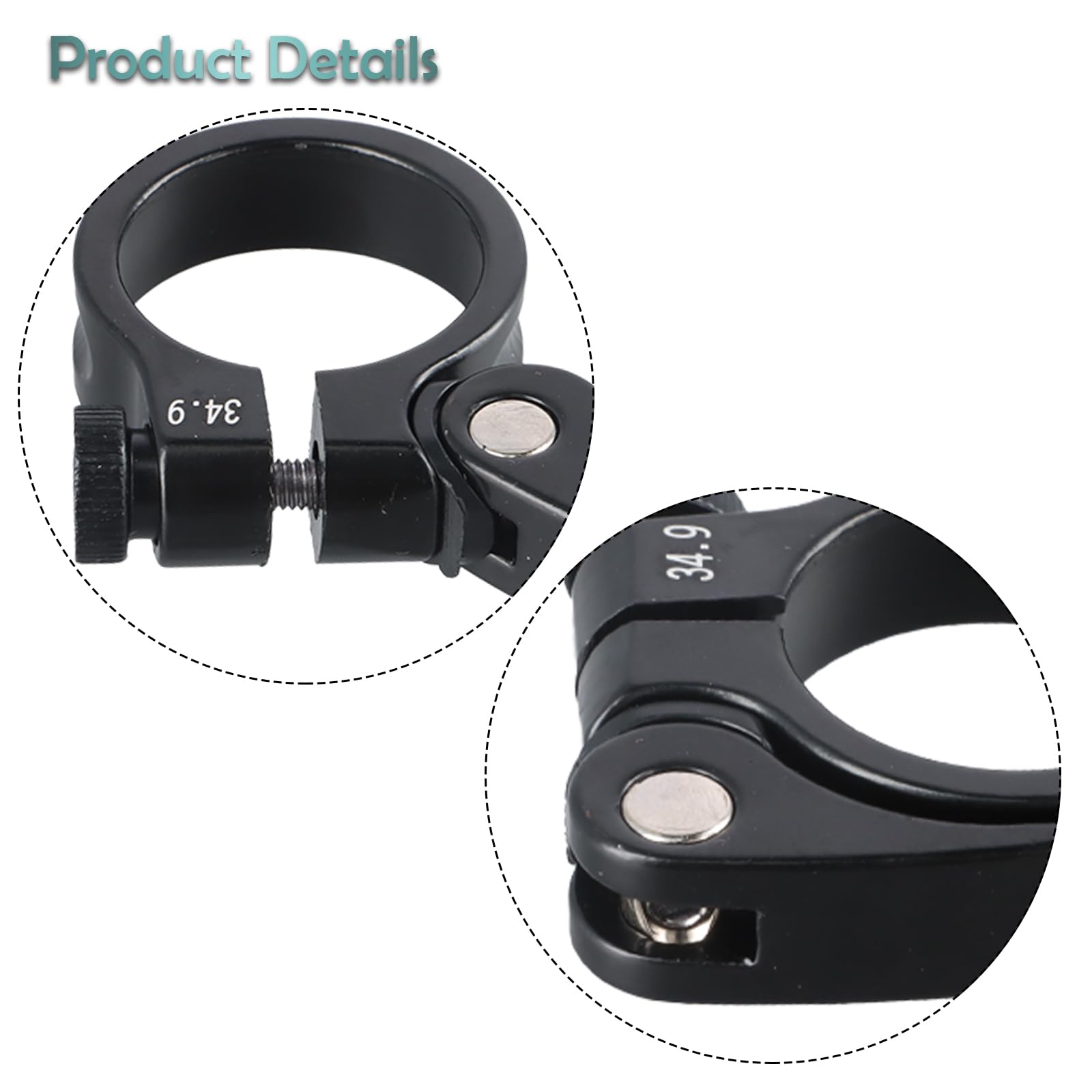 2 pezzi Collarino reggisella, Robusto e durevole Collarino reggisella in Lega di alluminio, Regolabile Morsetto del Sedile per Mountain bike Bici da strada e Bici pieghevoli, Nero (34.9mm)