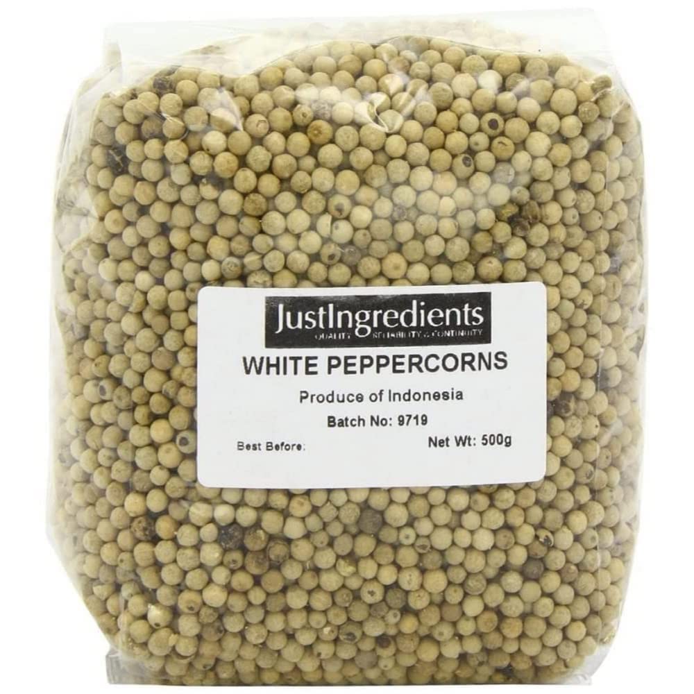 JustIngredients Essentials White Peppercorns, 500 g