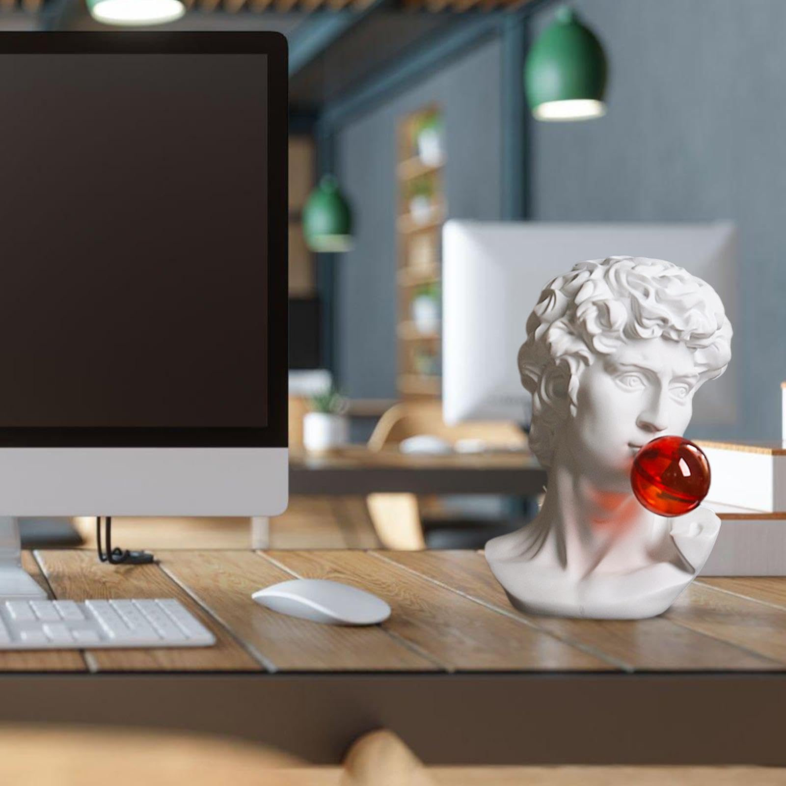 Statua di David, Statua del busto David Blowing Bubbles scultura unica, statua artistica da desktop impermeabile, ornamenti decorativi multifunzionali, decorazione per la casa per tavolo,