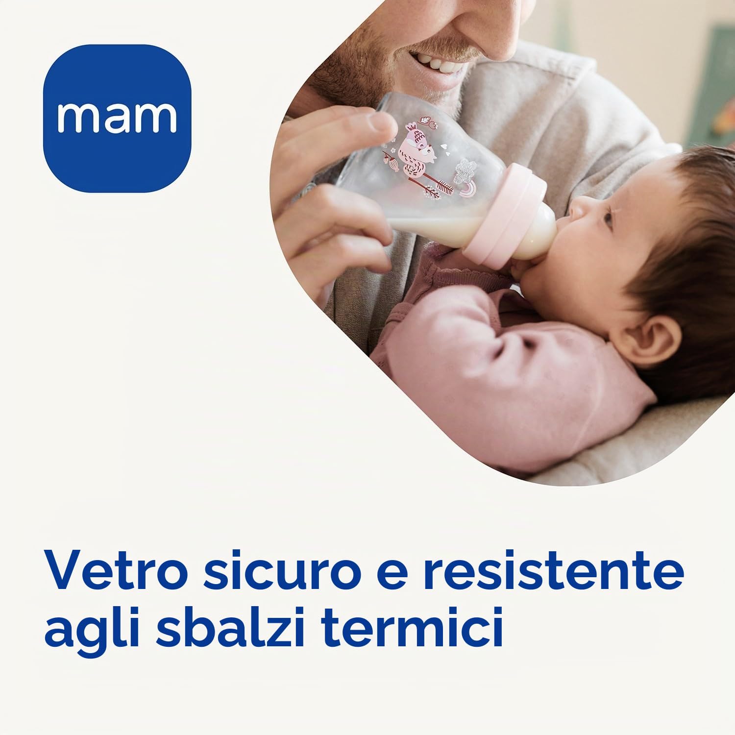 MAM Biberon in vetro, neonato, 0-2 mesi, 170 ml, con tettarella 1 a flusso lento in silicone, facile da pulire, Feel Good, neutro, confezione da 1