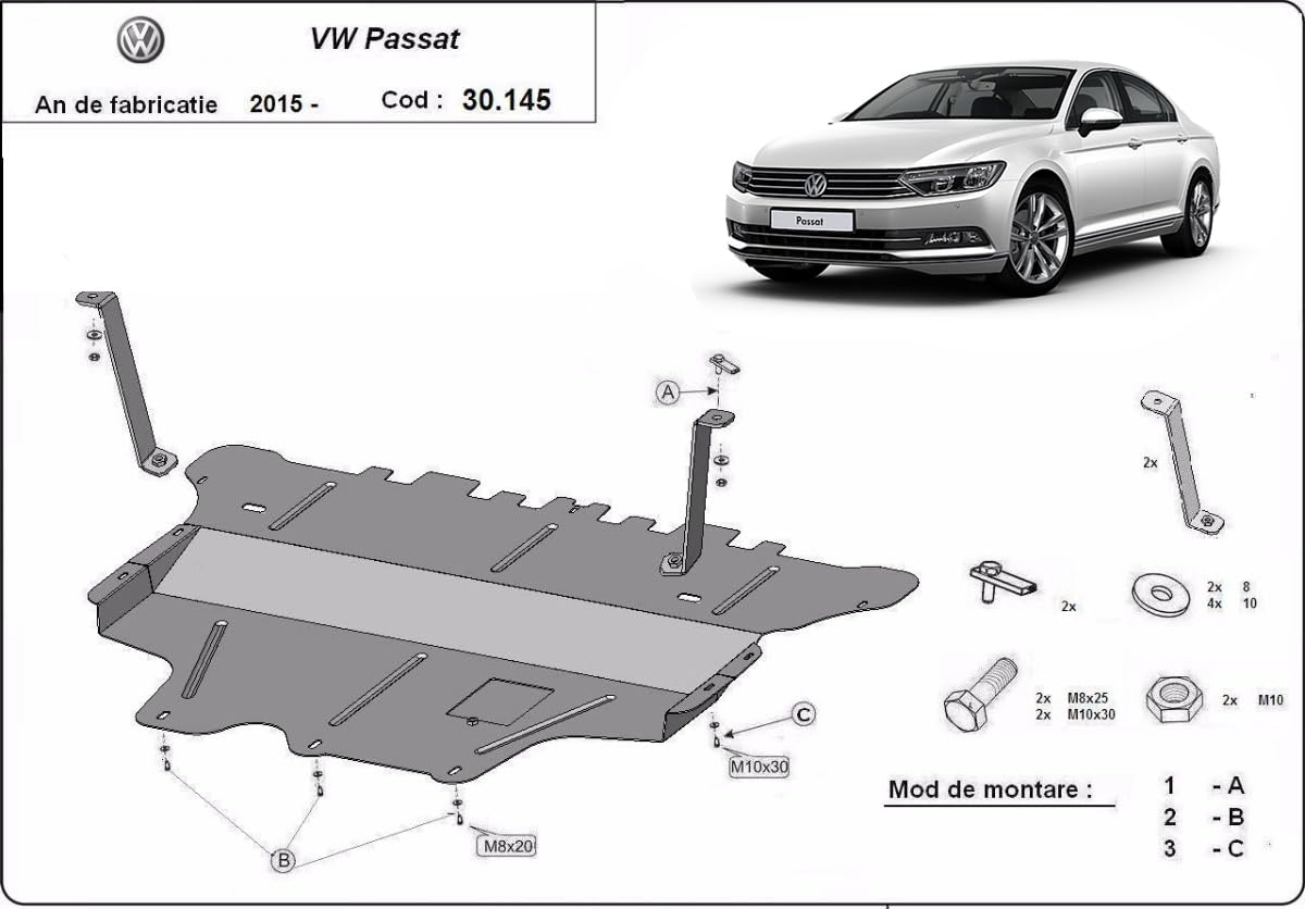 Protezione sottoscocca motore compatibile con Volkswagen Passat B8 - Cambio manuale (2014-2025)