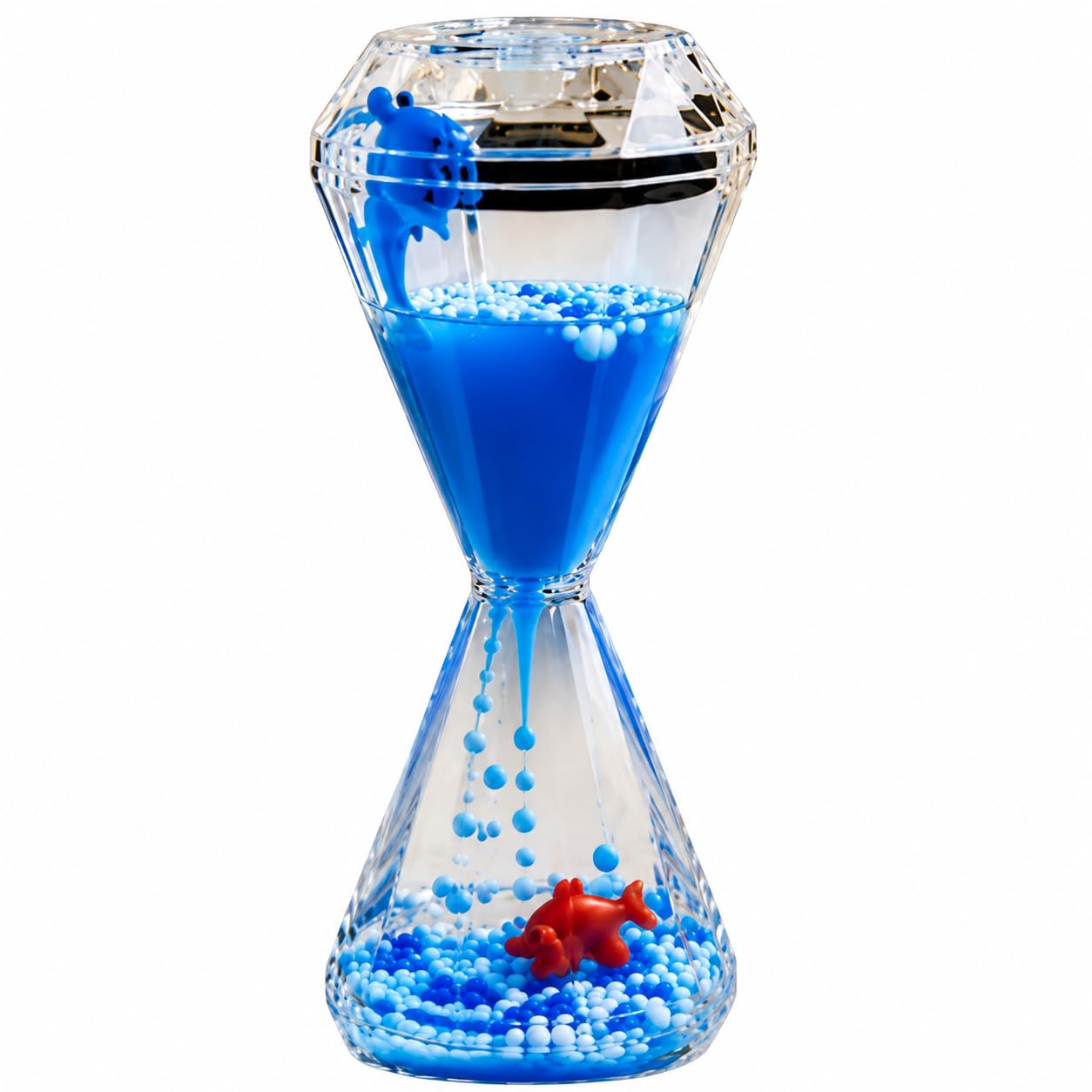 Diamond Shaped Liquid Motion Timer | Blue Bubble Hourglass Sensory Desk Toy | Acrylic Liquid Drip Timer for Office Home Study Table Decoration | Kids Adults-image-24
