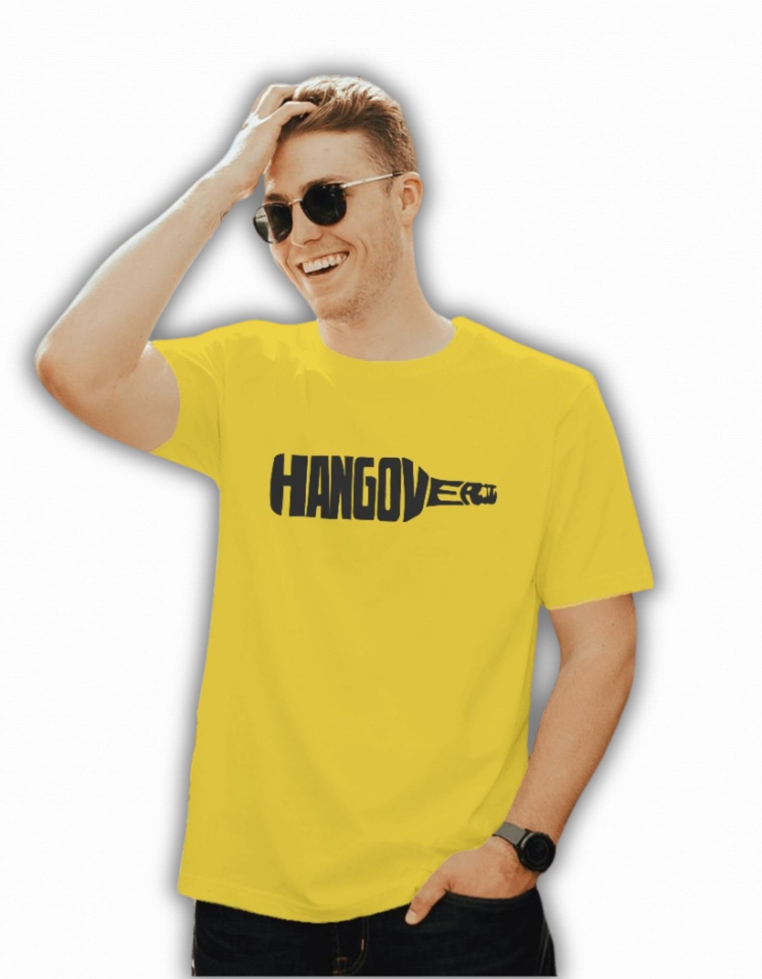 MINOTAUR – Men’s Premium, Cool and Classy, Regular Fit T-Shirt Yellow with Hangover Graphic Print